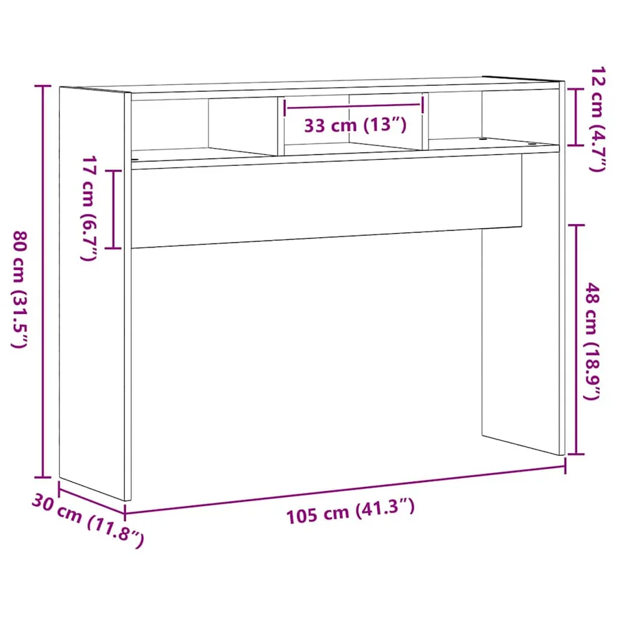 Table console Chêne noir 105 x 30 x 80 cm Bois d'ingénierie - 10