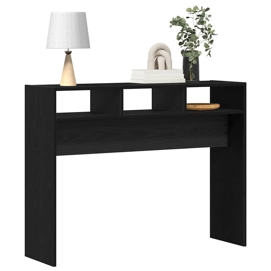 Table console Chêne noir 105 x 30 x 80 cm Bois d'ingénierie - 3