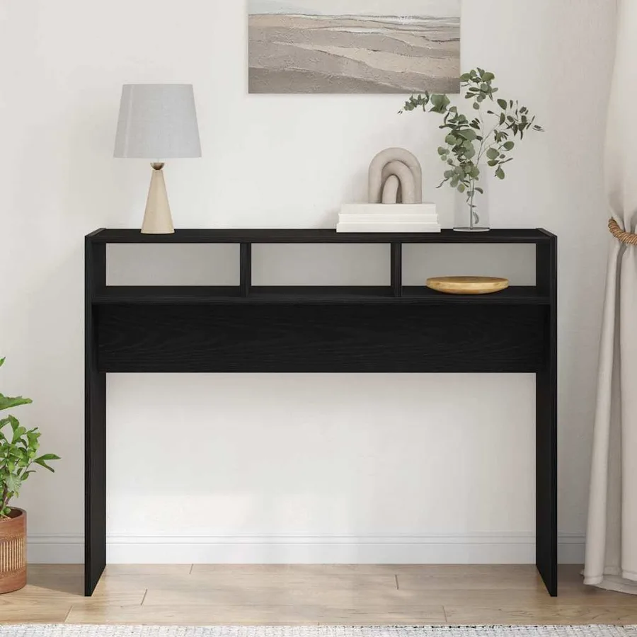 Table console Chêne noir 105 x 30 x 80 cm Bois d'ingénierie - 4