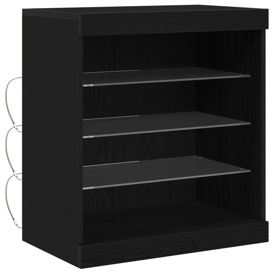 Buffet LED Chêne noir 60,5 x 37 x 67 cm Bois d'ingénierie - 2
