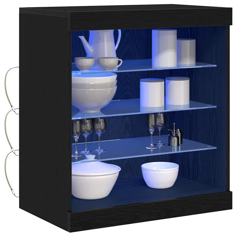 Buffet LED Chêne noir 60,5 x 37 x 67 cm Bois d'ingénierie - 3