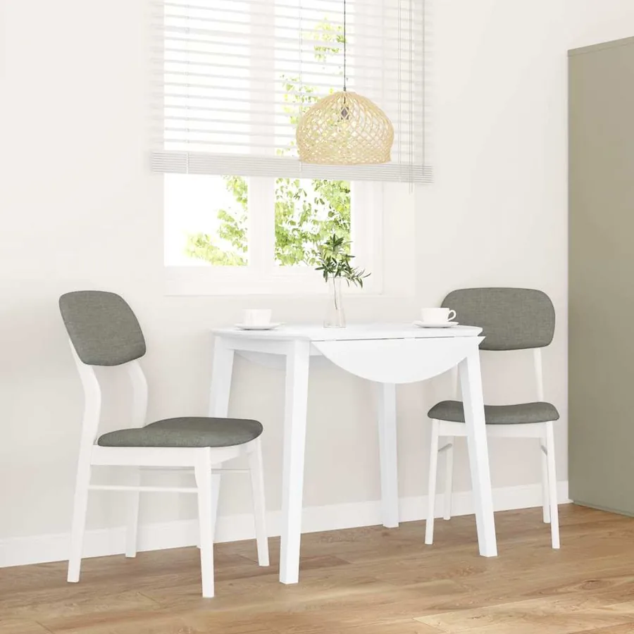 Chaises à manger coussins 2 pcs blanc bois massif caoutchouc