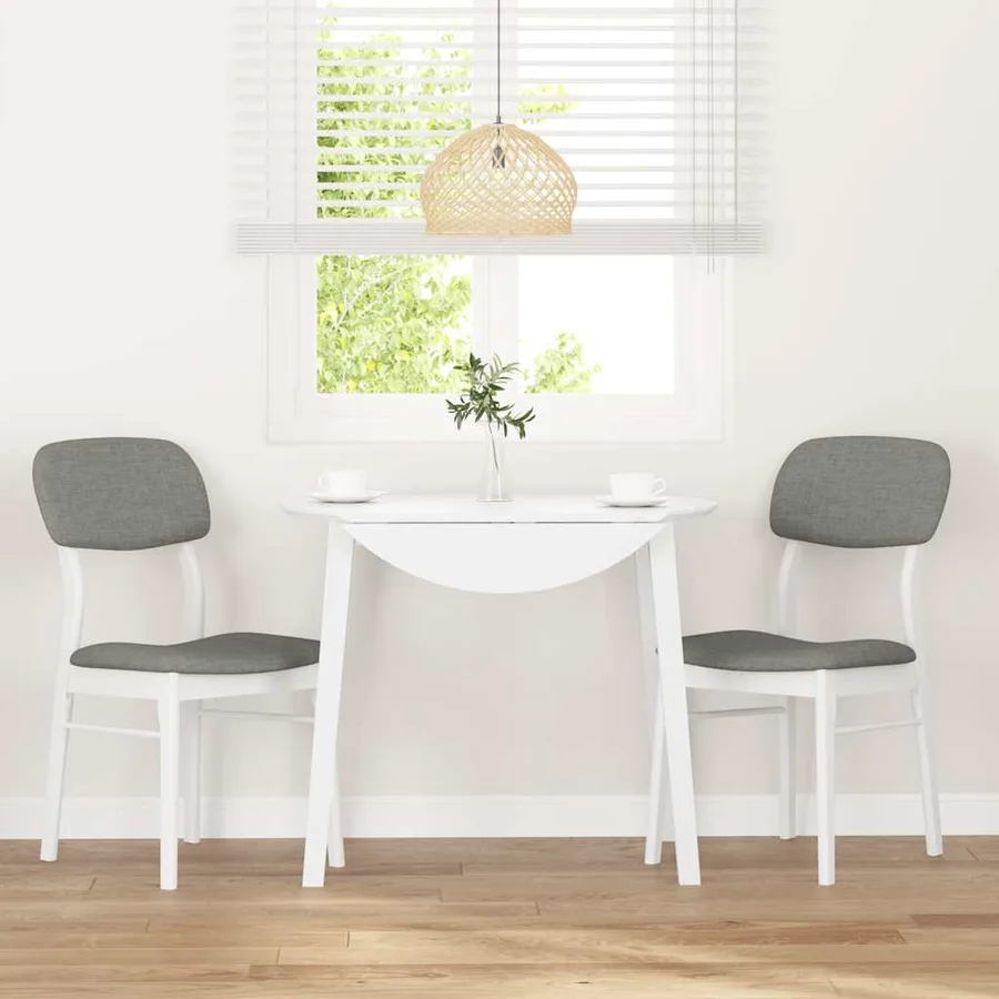 Chaises à manger coussins 2 pcs blanc bois massif caoutchouc - 3