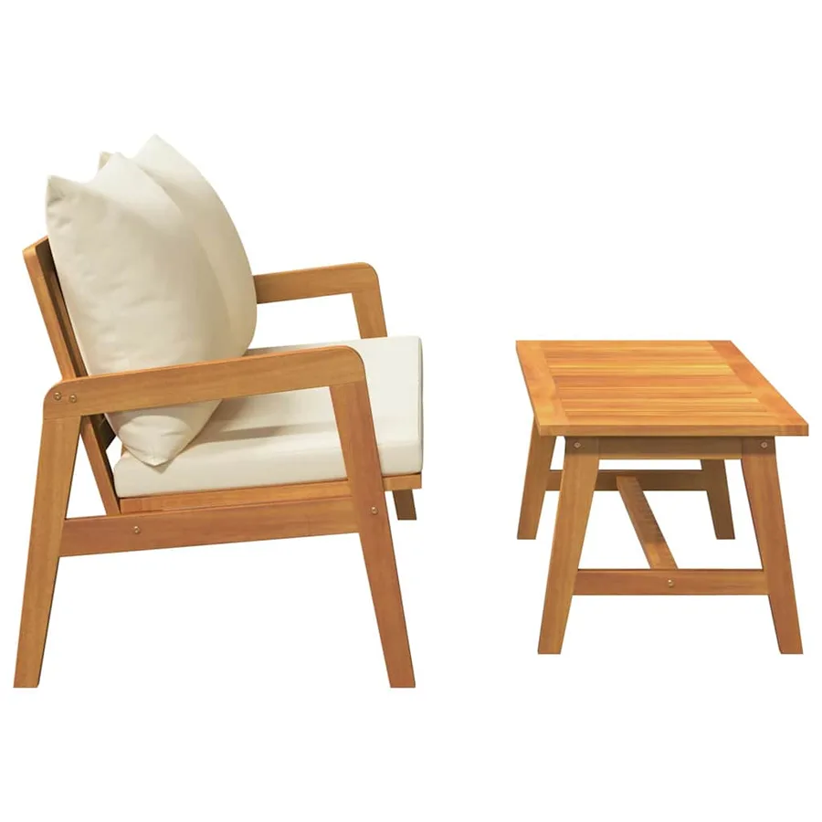 Ensemble bistrot 2 Pièce Huile Naturelle Bois d'Acacia Massif - 9