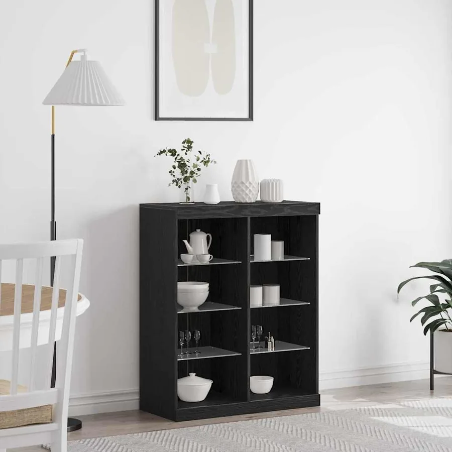 Buffet LED Chêne noir 81 x 37 x 100 cm Bois d'ingénierie