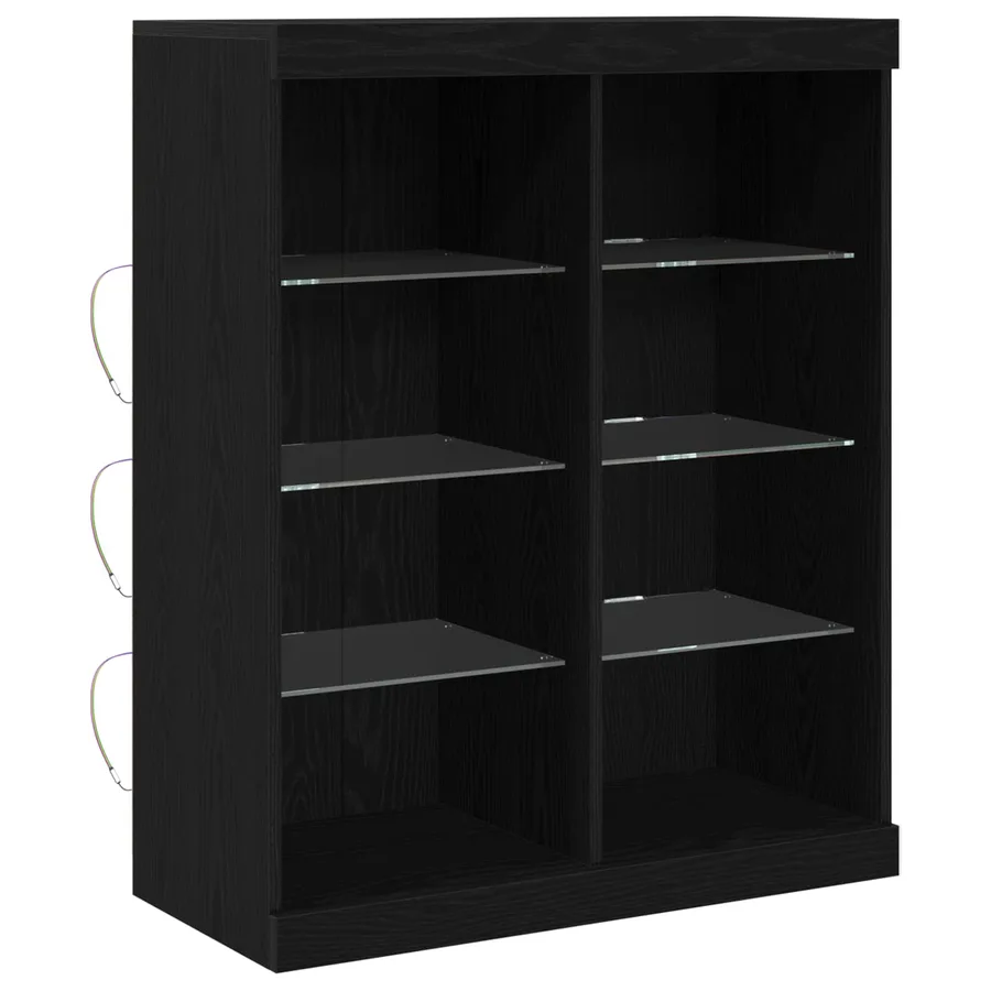 Buffet LED Chêne noir 81 x 37 x 100 cm Bois d'ingénierie - 2