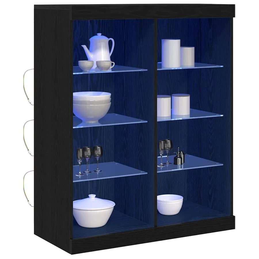 Buffet LED Chêne noir 81 x 37 x 100 cm Bois d'ingénierie - 3