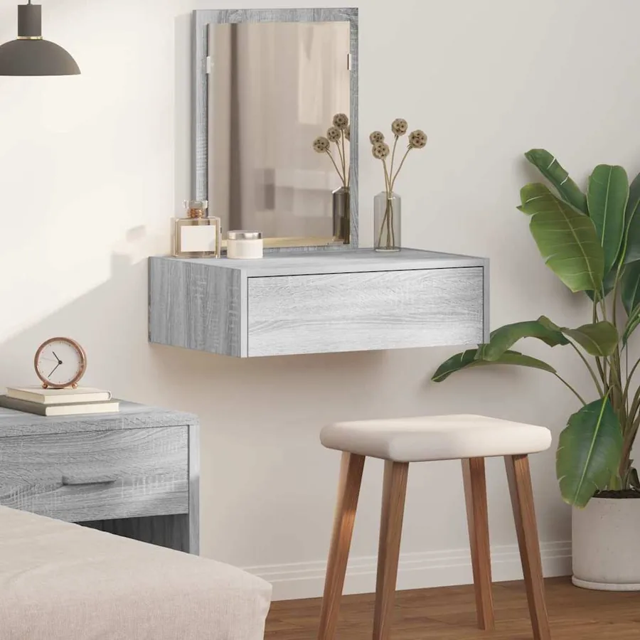 Table de Toilette Gris 60 x 40 x 70 cm Bois d'ingénierie
