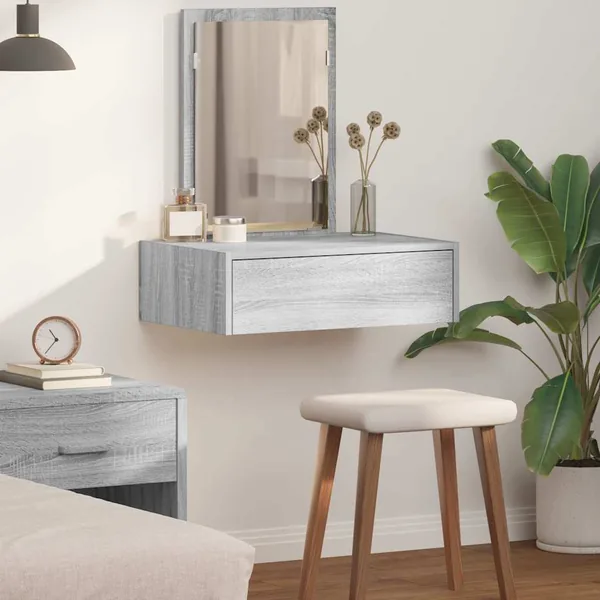 Table de Toilette Gris 60 x 40 x 70 cm Bois d'ingénierie