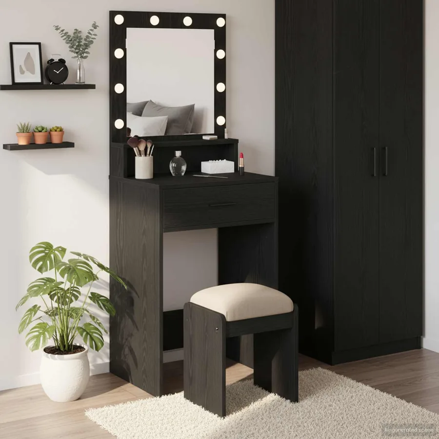 Table de Toilette Chêne noir 50 x 41 x 135 cm Bois d'ingénierie