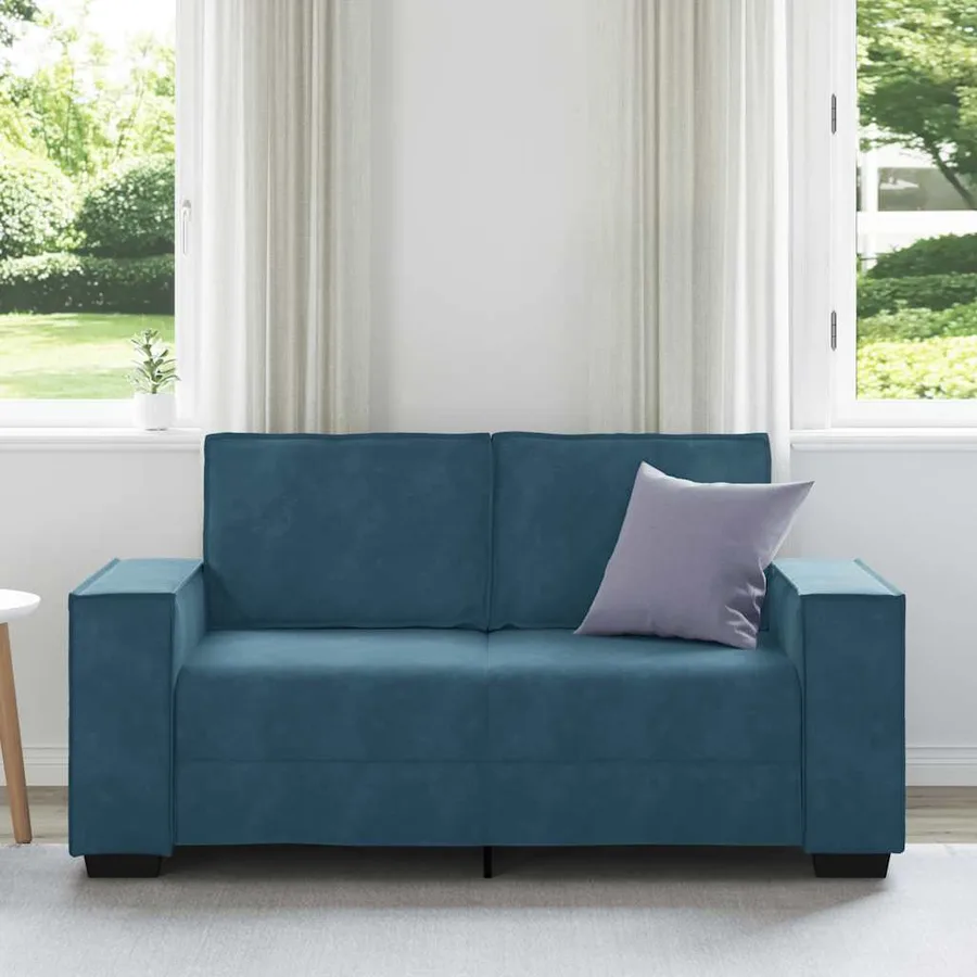 Canapé à 2 places Bleu 160x78x84 cm Velours - 3