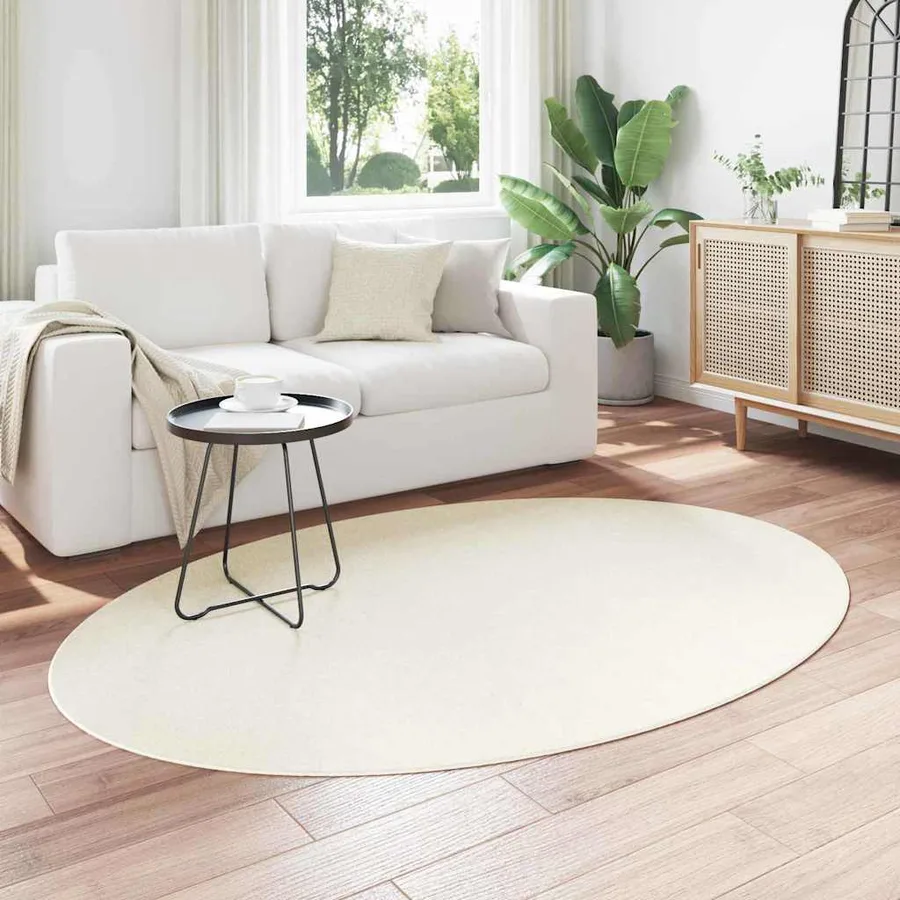 Tapis de surface ovale HUARTE Crème 140 x 200 cm 100% Polyester - 3