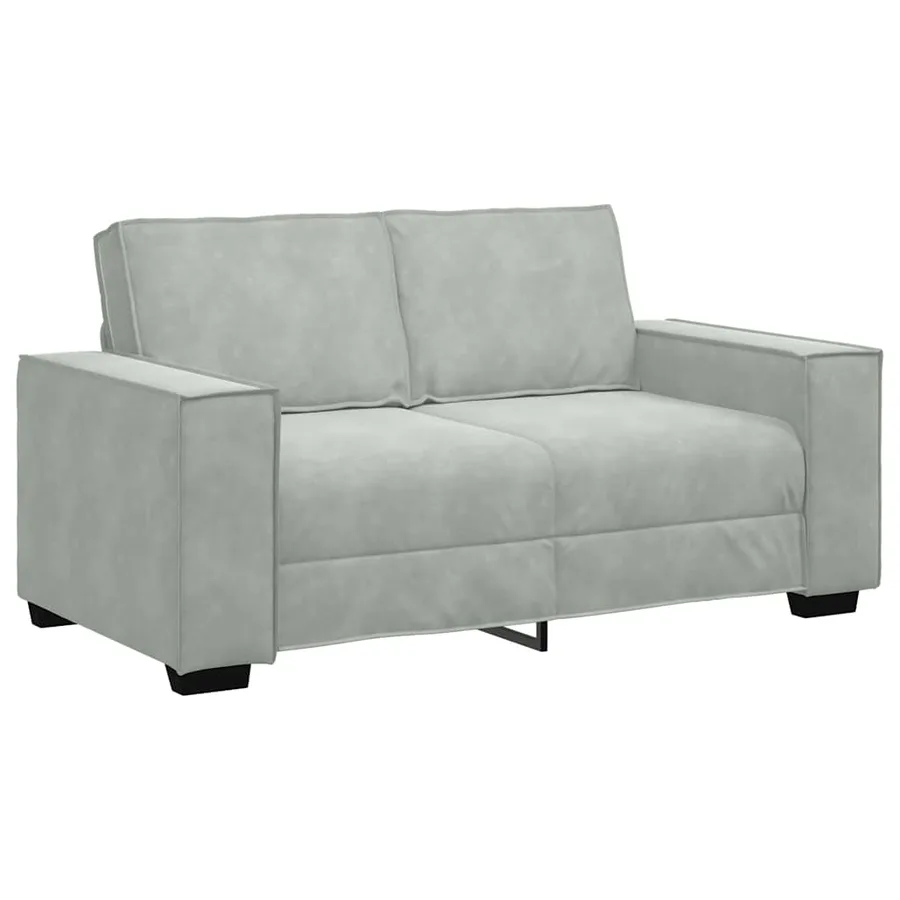 Canapé à 2 places Gris clair 160x78x84 cm Velours - 2