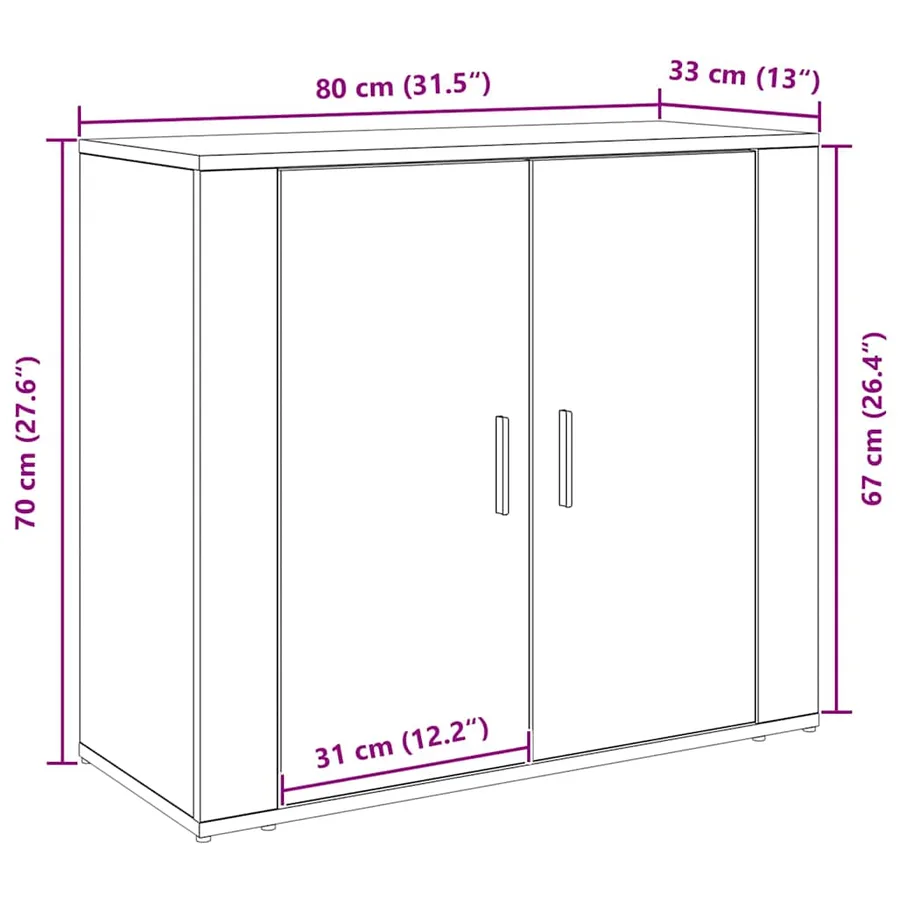 Buffet Chêne noir 80 x 33 x 70 cm Bois d'ingénierie - 12