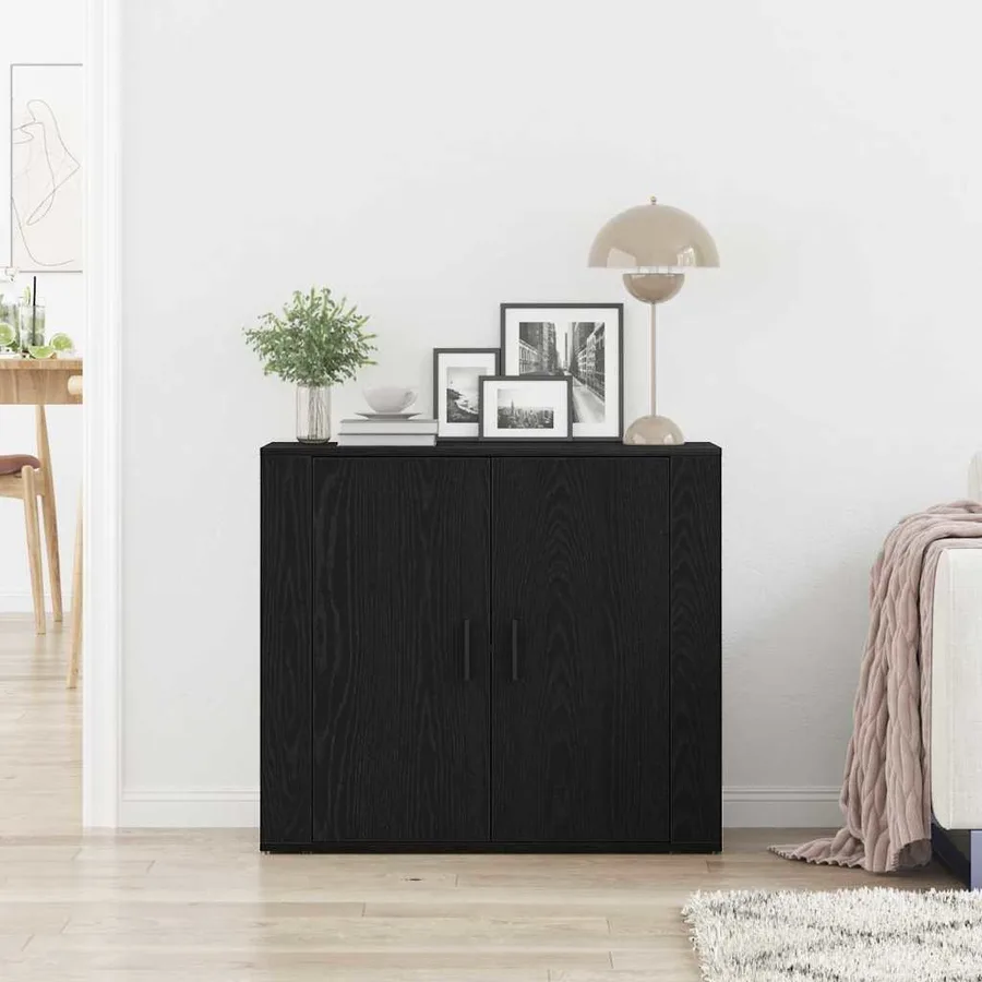 Buffet Chêne noir 80 x 33 x 70 cm Bois d'ingénierie - 4