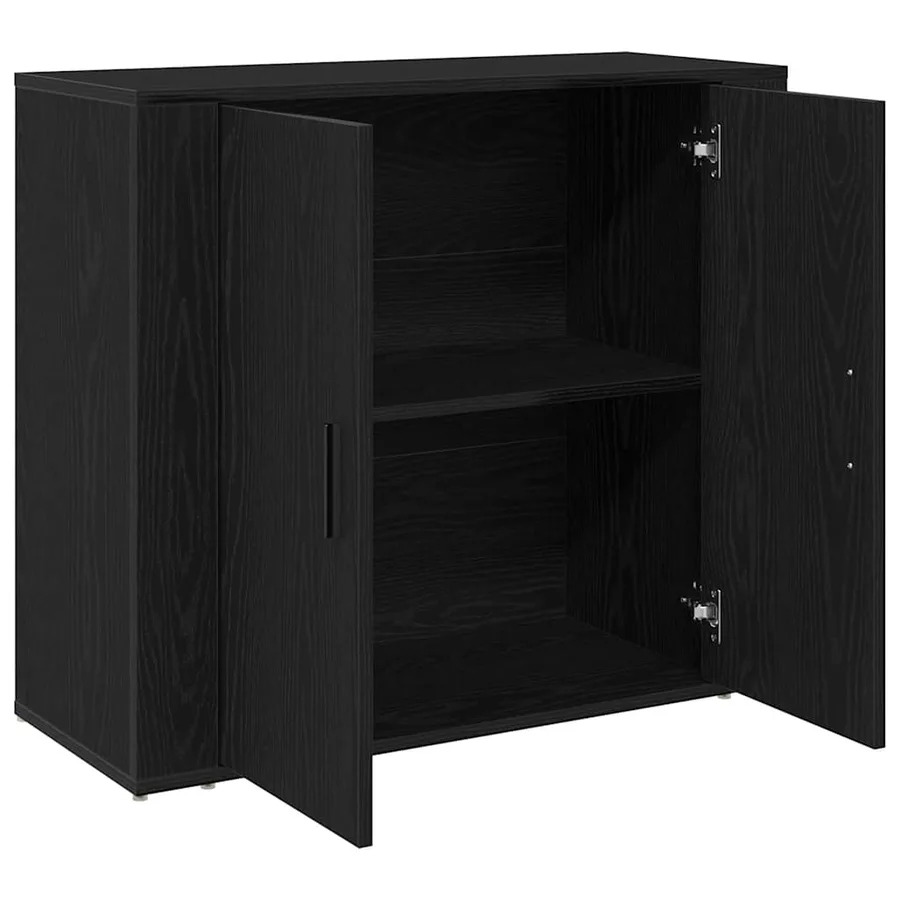 Buffet Chêne noir 80 x 33 x 70 cm Bois d'ingénierie - 5