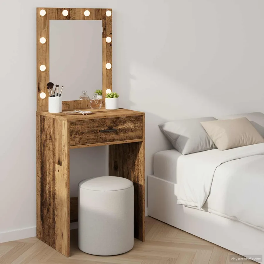 Table de Toilette avec tiroir Bois ancien 50 x 41 x 135 cm