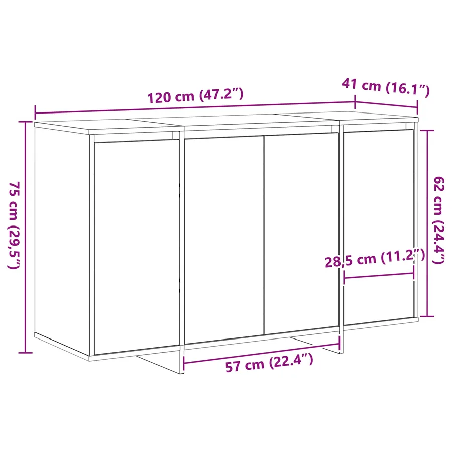 Buffet Blanc 120 x 41 x 75 cm Bois d'ingénierie - 13