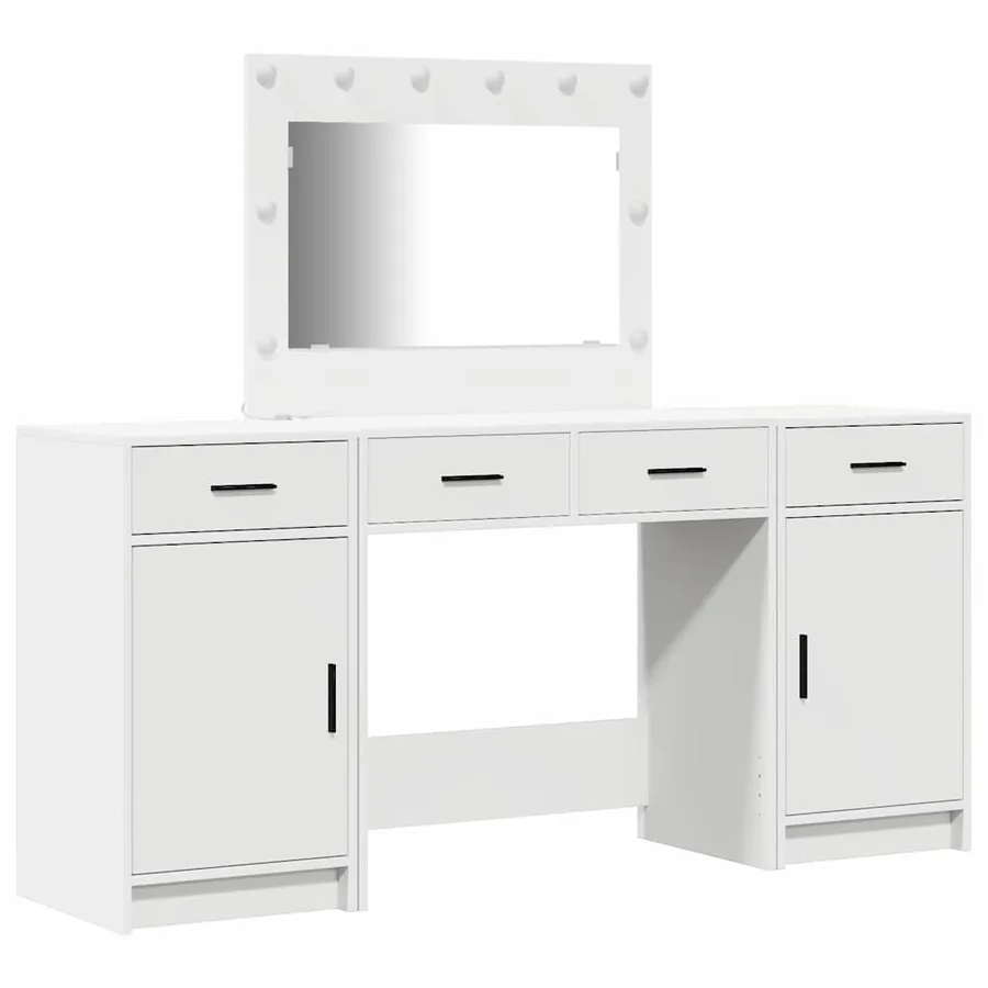 Table de Toilette avec tiroir 3 pcs Blanc Bois d'ingénierie - 2