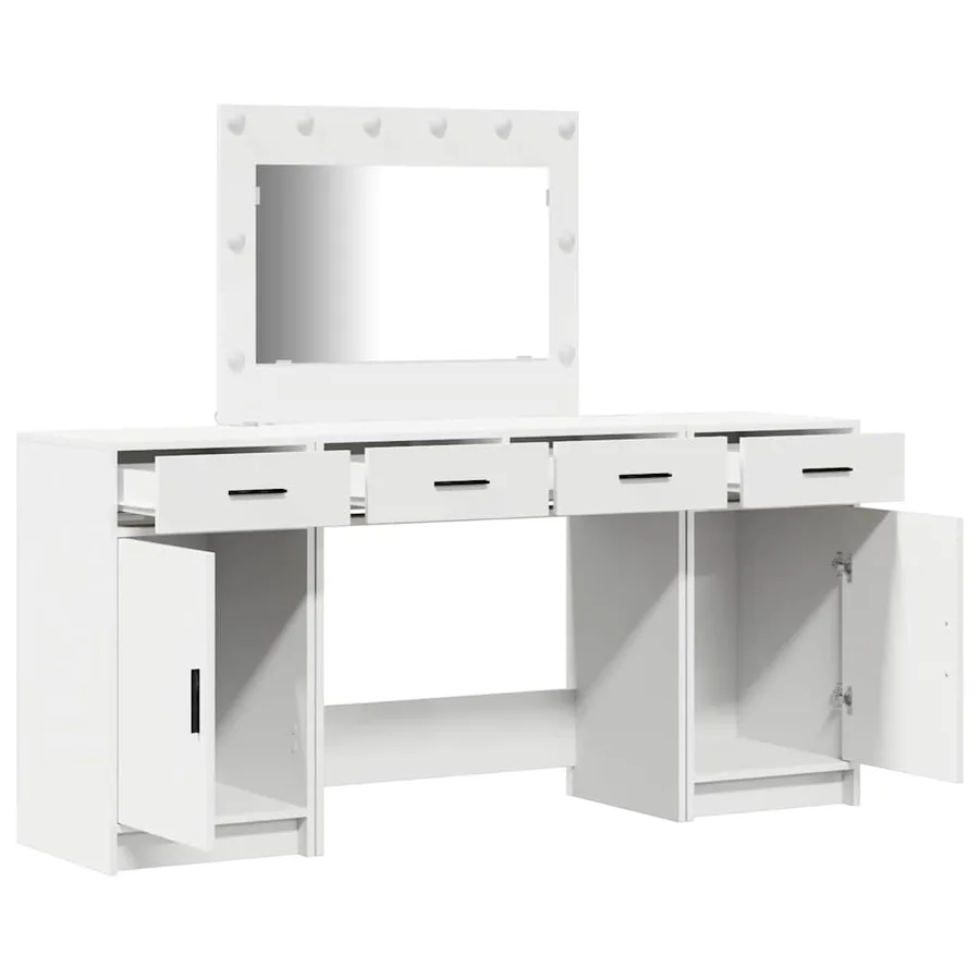 Table de Toilette avec tiroir 3 pcs Blanc Bois d'ingénierie - 6