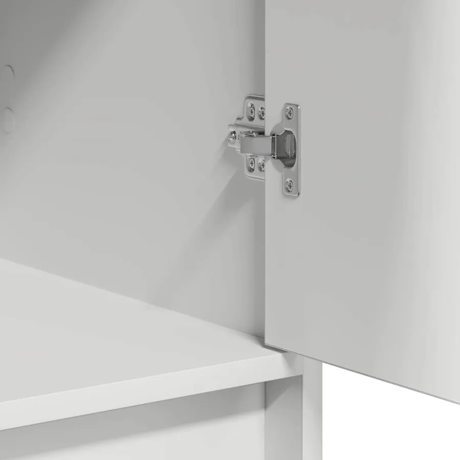 Table de Toilette avec tiroir 3 pcs Blanc Bois d'ingénierie - 9