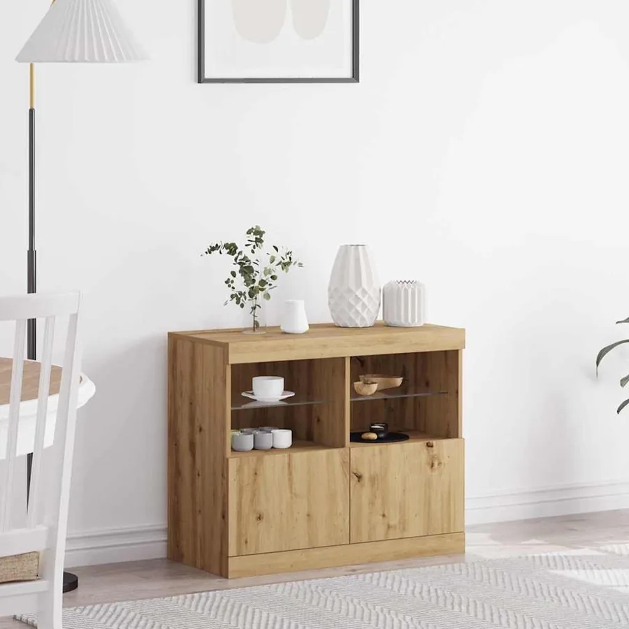 Buffet LED Marron 81 x 37 x 66,5 cm Bois d'ingénierie