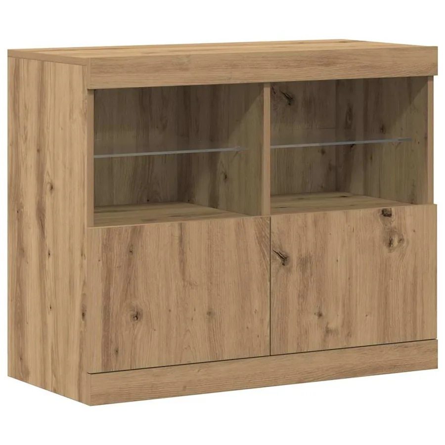 Buffet LED Marron 81 x 37 x 66,5 cm Bois d'ingénierie - 2