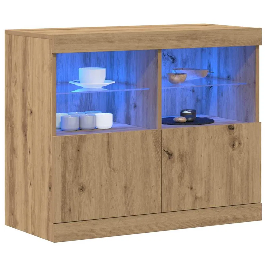 Buffet LED Marron 81 x 37 x 66,5 cm Bois d'ingénierie - 3