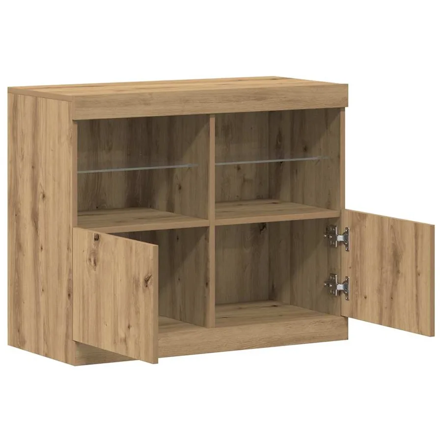 Buffet LED Marron 81 x 37 x 66,5 cm Bois d'ingénierie - 5