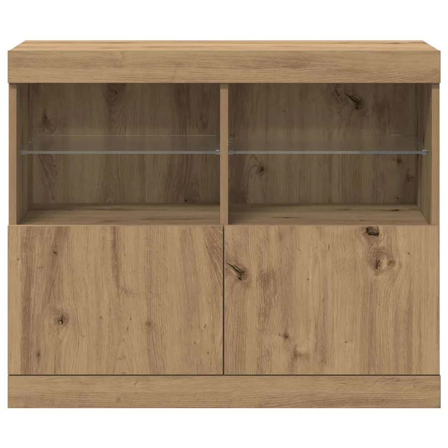 Buffet LED Marron 81 x 37 x 66,5 cm Bois d'ingénierie - 6