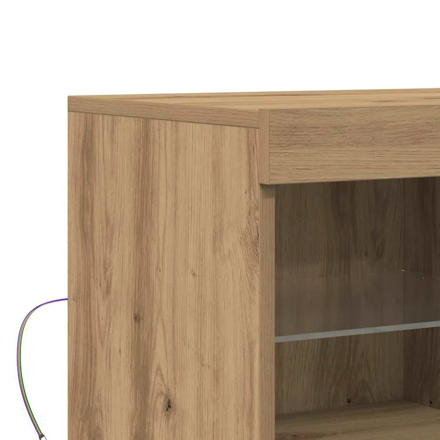 Buffet LED Marron 81 x 37 x 66,5 cm Bois d'ingénierie - 9