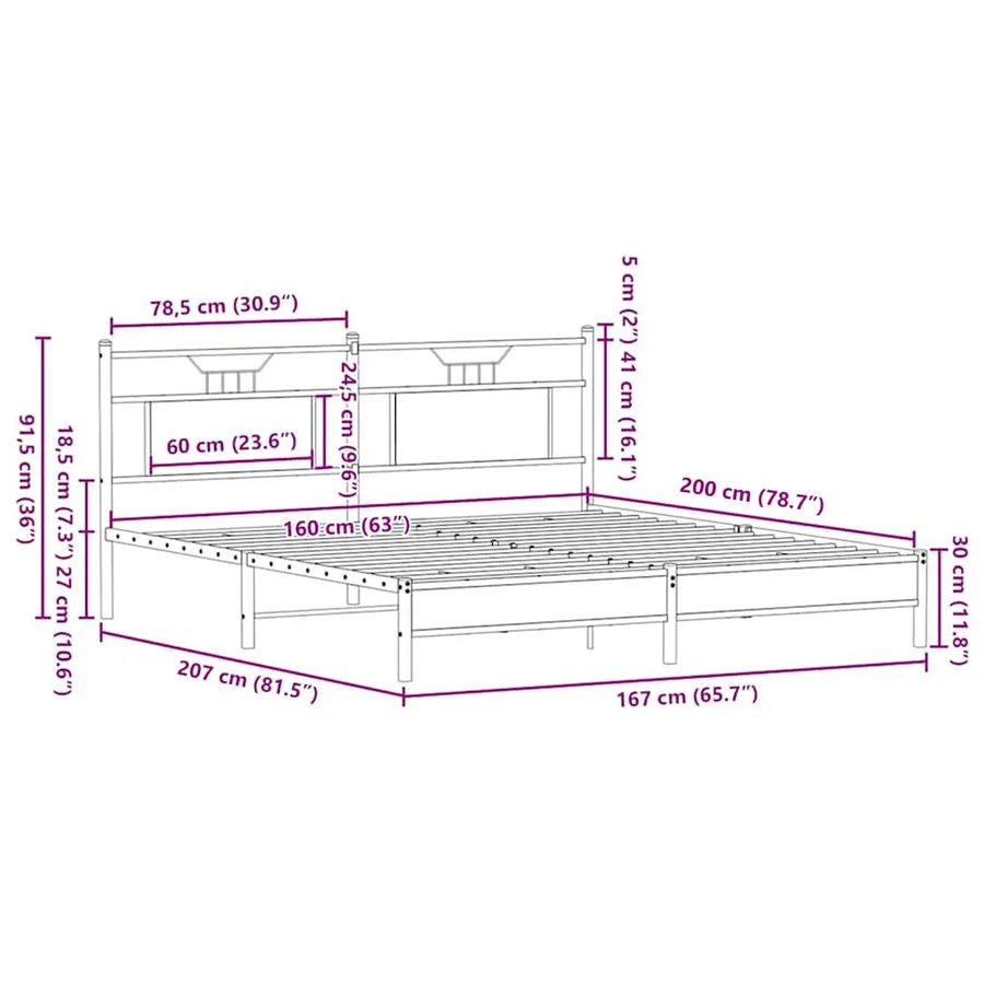 Cadre de lit sans matelas chêne marron 160x200 cm - 11