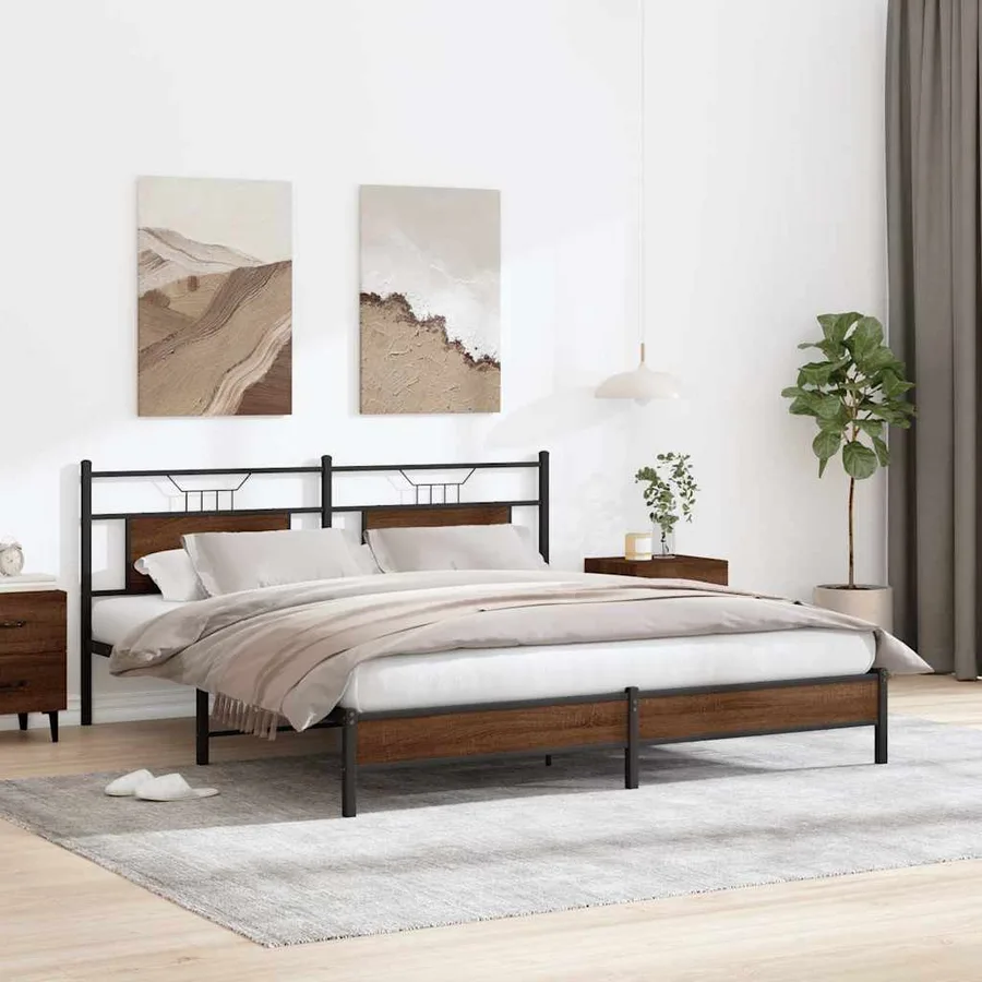 Cadre de lit sans matelas chêne marron 160x200 cm - 4