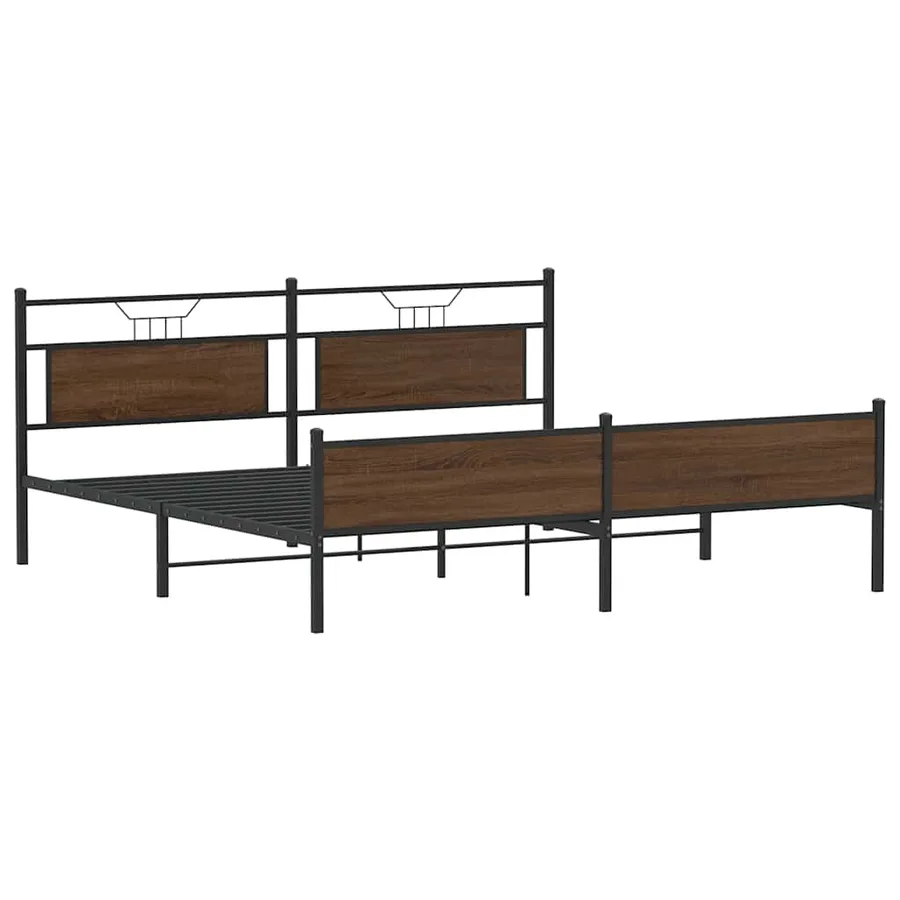 Cadre de lit en métal sans matelas chêne marron 200x200 cm - 5