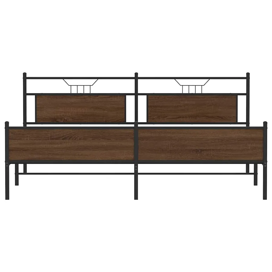 Cadre de lit en métal sans matelas chêne marron 200x200 cm - 6