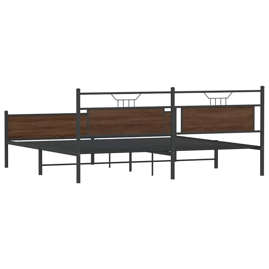 Cadre de lit en métal sans matelas chêne marron 200x200 cm - 8