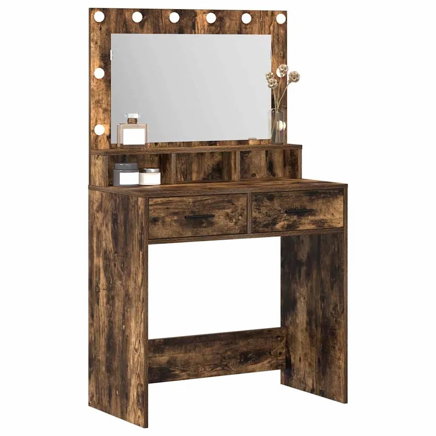 Table de Toilette Chêne fumé 79 x 41 x 135 cm Bois d'ingénierie - 3
