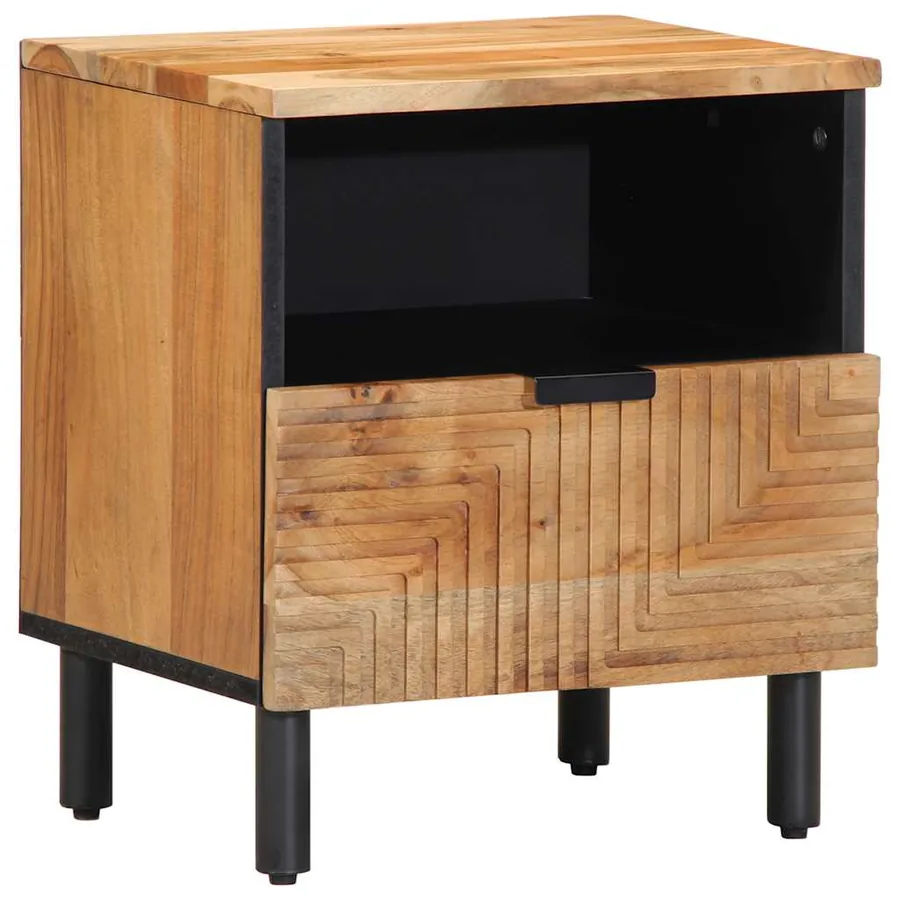 Table de chevet 40x33x46 cm en bois massif d'acacia