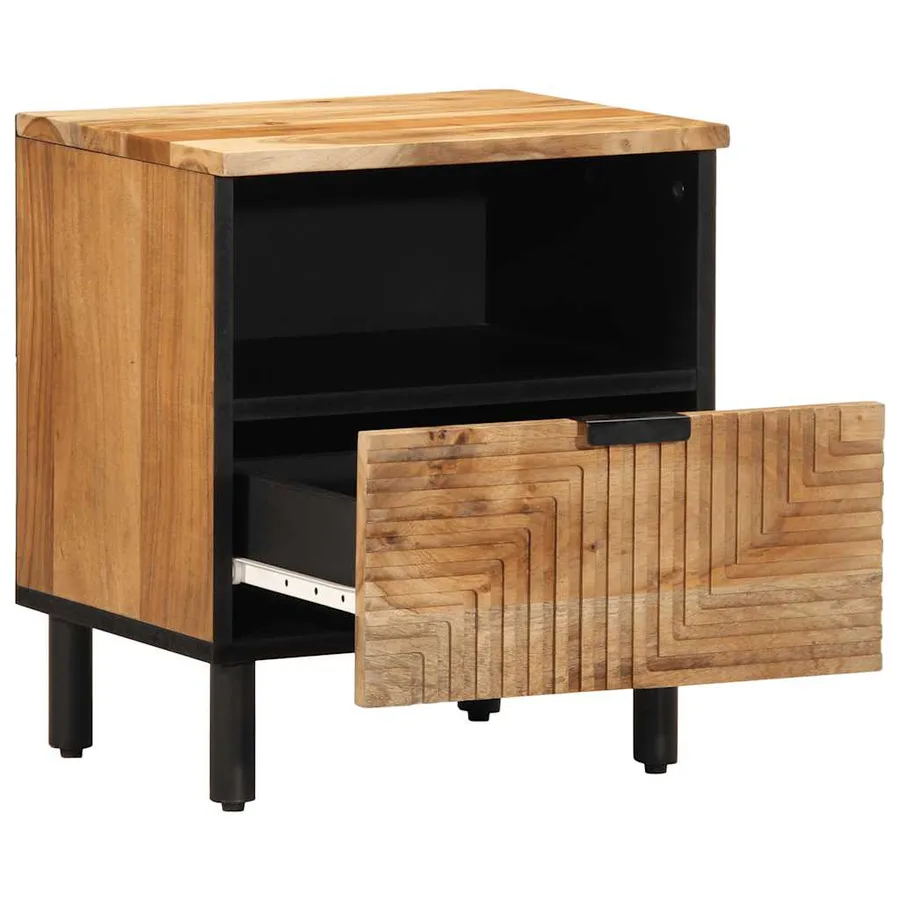 Table de chevet 40x33x46 cm en bois massif d'acacia - 2