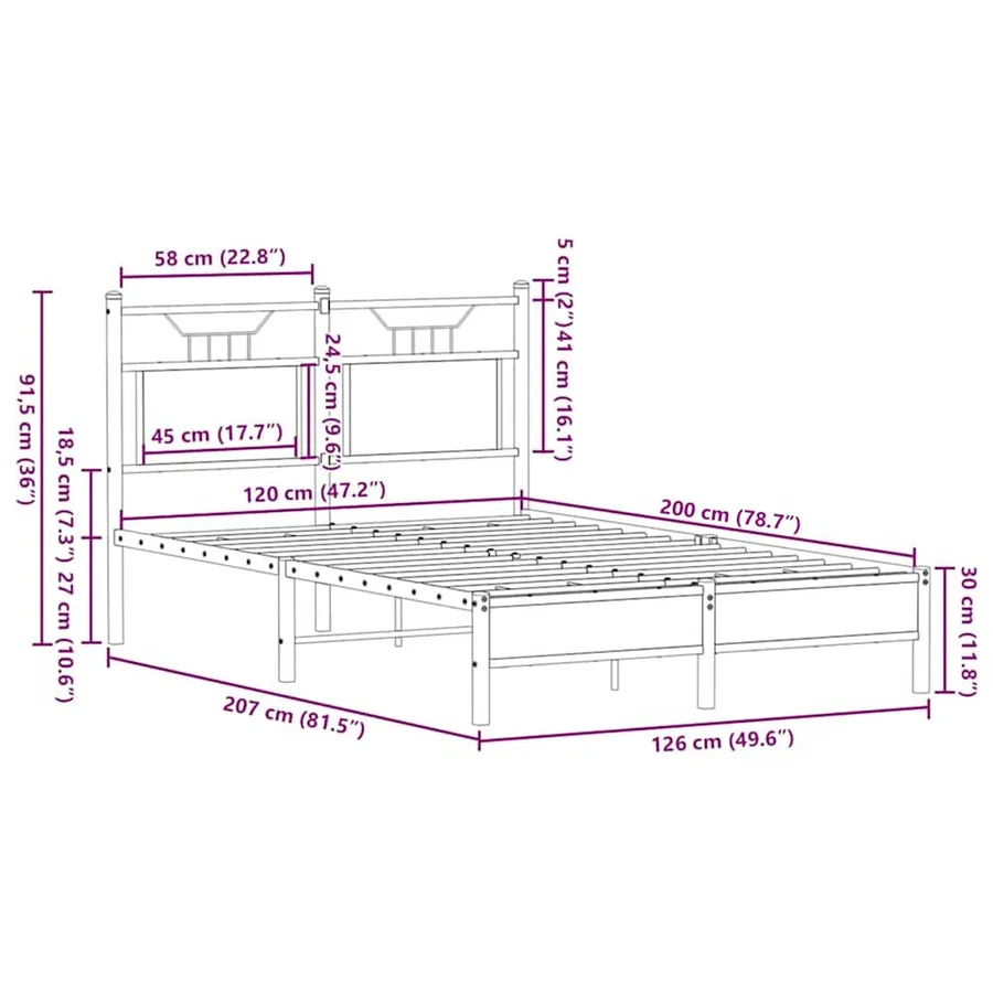 Cadre de lit sans matelas chêne marron 120x200 cm - 11