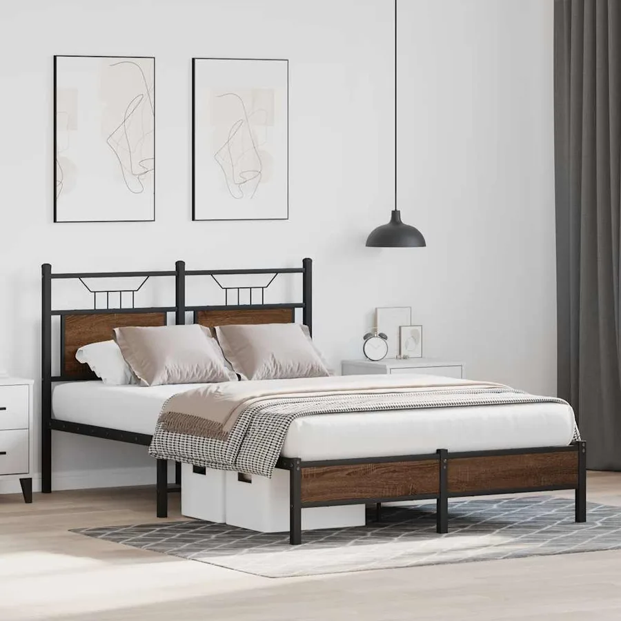 Cadre de lit sans matelas chêne marron 120x200 cm - 4