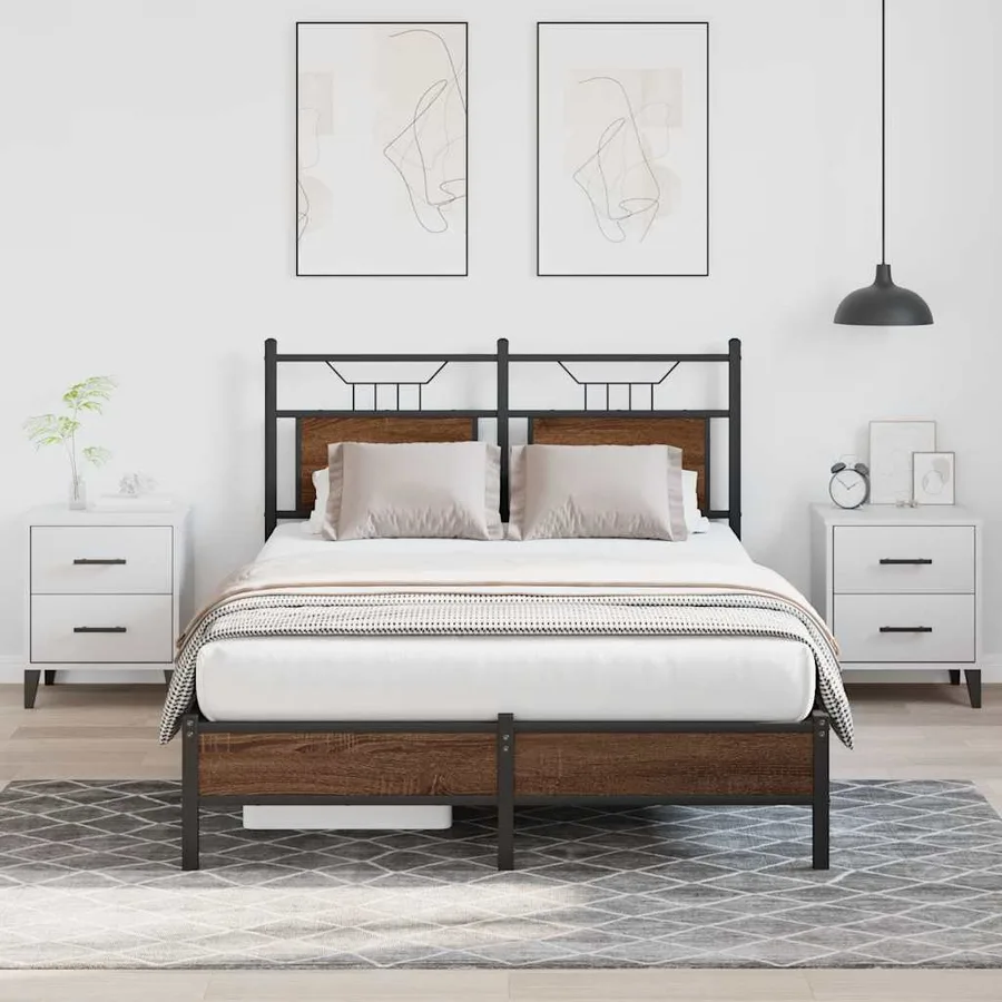 Cadre de lit sans matelas chêne marron 120x200 cm - 5
