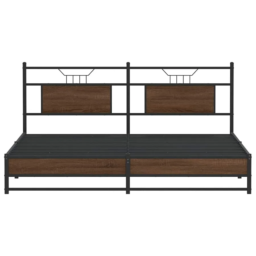 Cadre de lit en métal sans matelas chêne marron 183x213 cm - 6