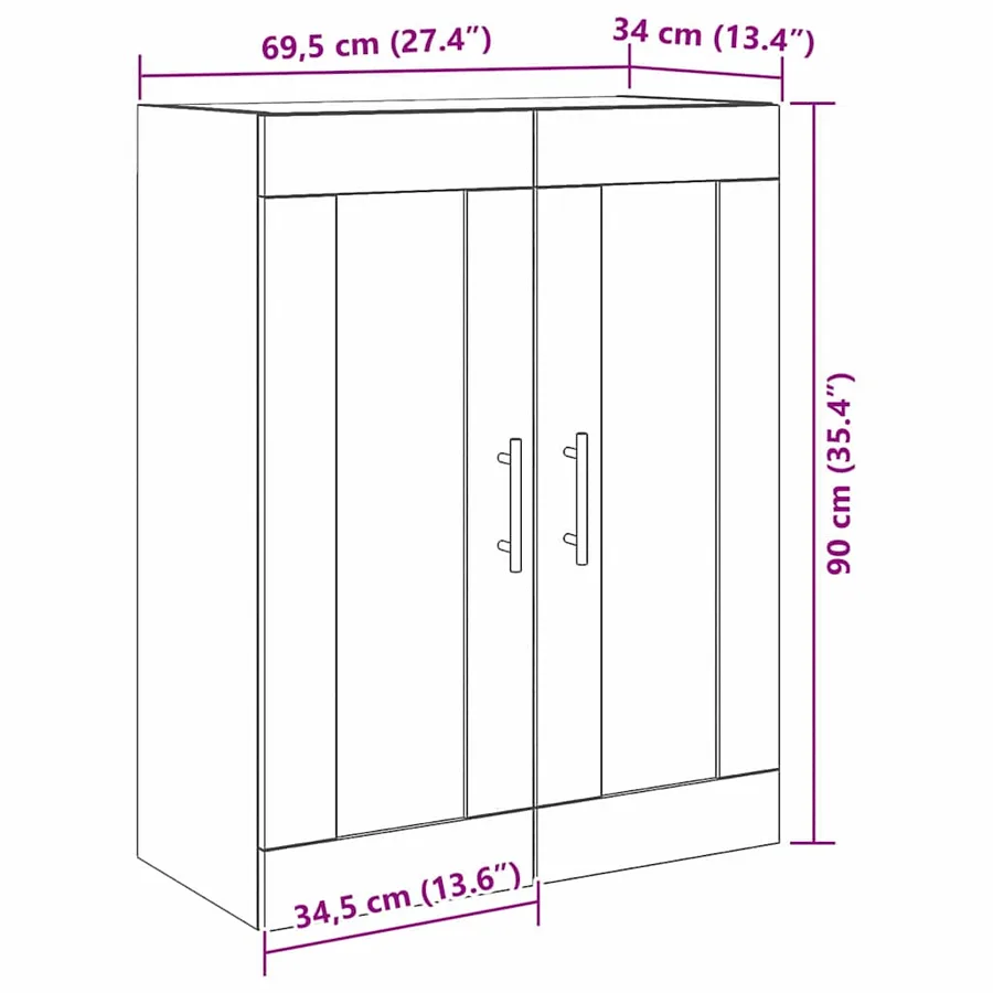 Meuble mural Chêne artisanal 69,5 x 34 x 90 cm - 13