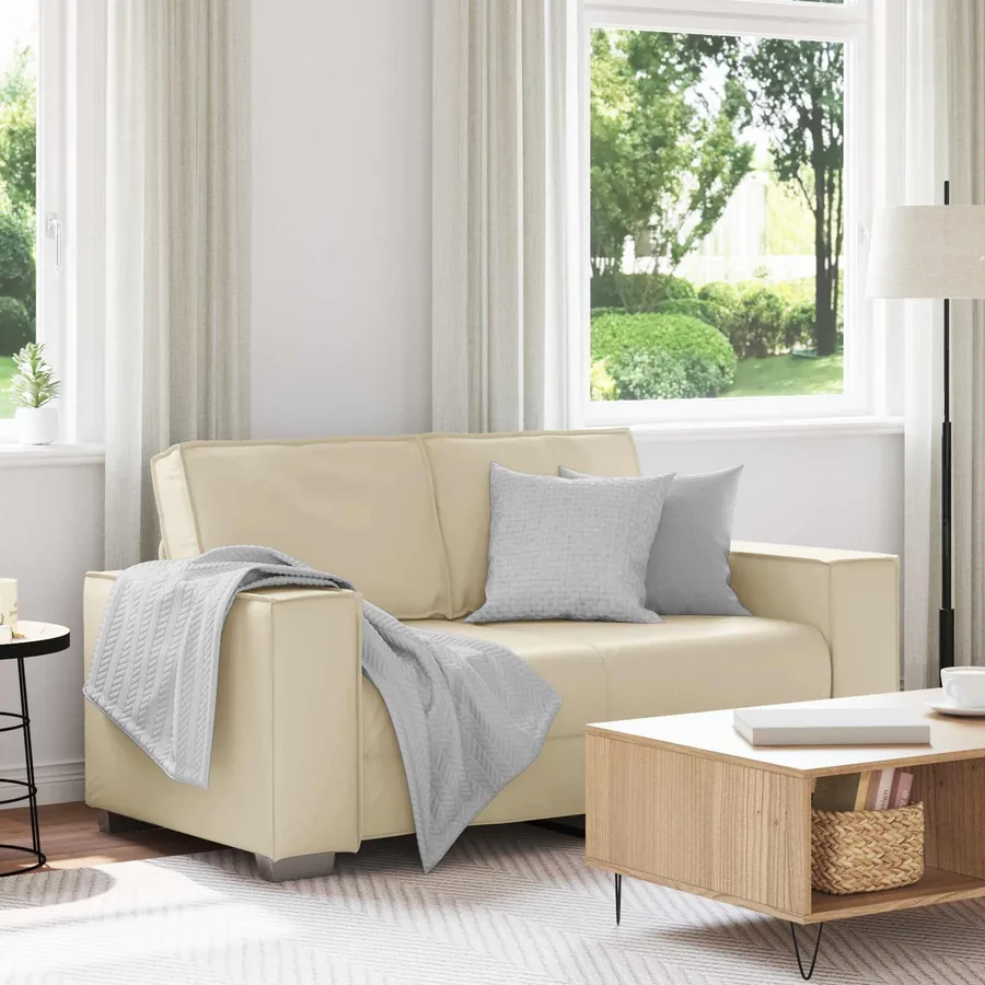 Canapé deux places Crème 160 cm Simili cuir