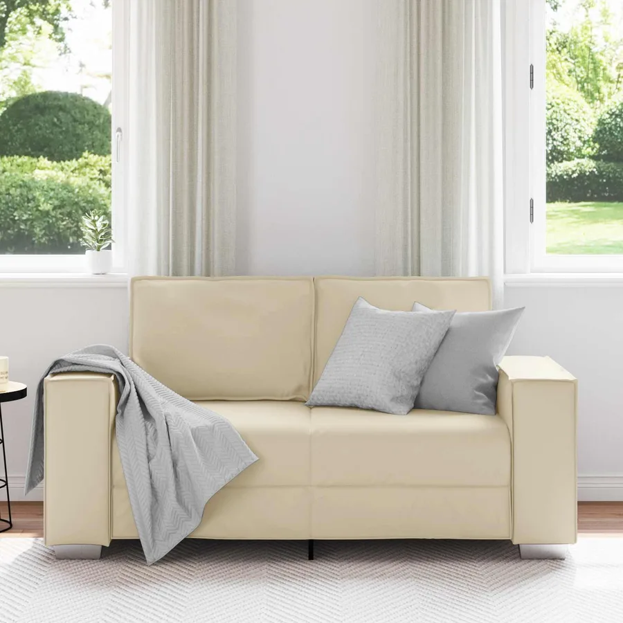 Canapé deux places Crème 160 cm Simili cuir - 3