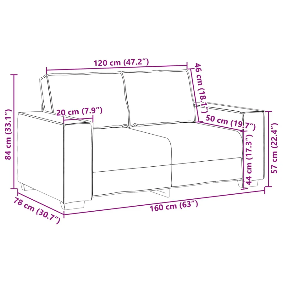 Canapé deux places Crème 160 cm Simili cuir - 9