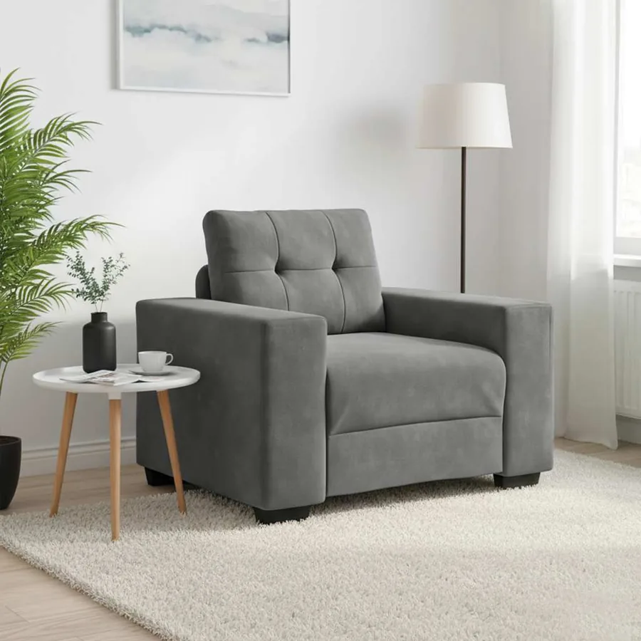 Fauteuil gris foncé 100x78x80 cm velours