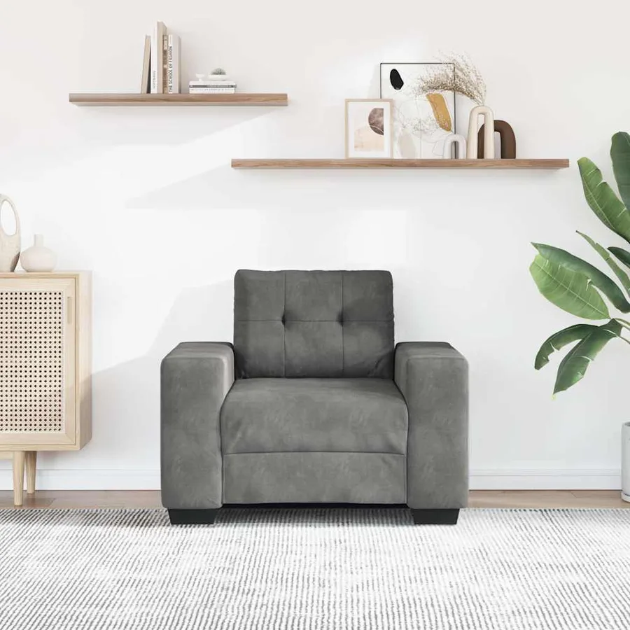 Fauteuil gris foncé 100x78x80 cm velours - 3