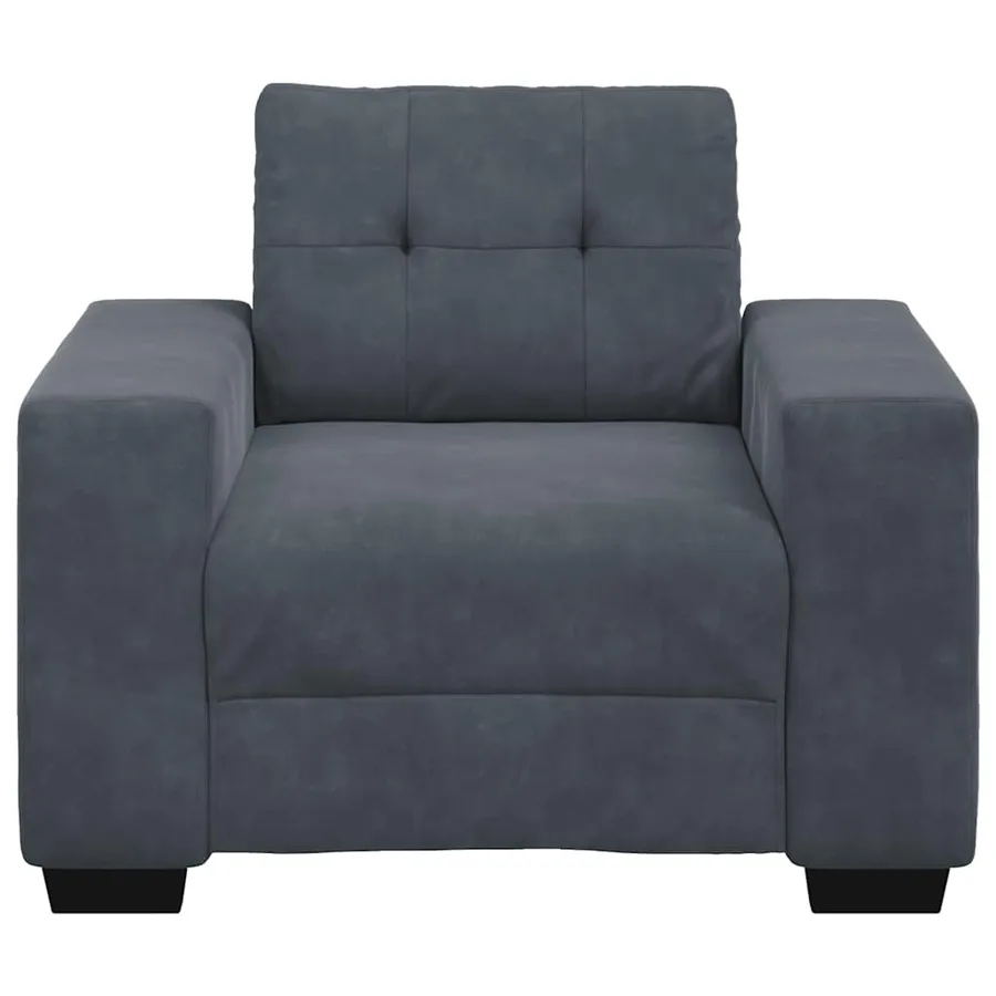 Fauteuil gris foncé 100x78x80 cm velours - 4
